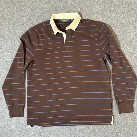 J.Crew Other - J.Crew Mens Long Sleeve Striped Rugby Shirt Brown Blue Size M NWT Preppy Lux